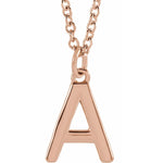 Initial Pendant Necklace — Initial A, 14k Rose Gold
