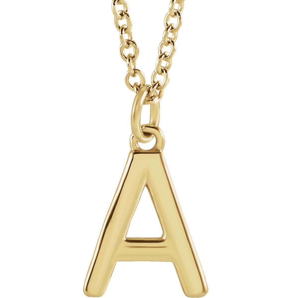 Initial Pendant Necklace — Initial A, 14k Yellow Gold