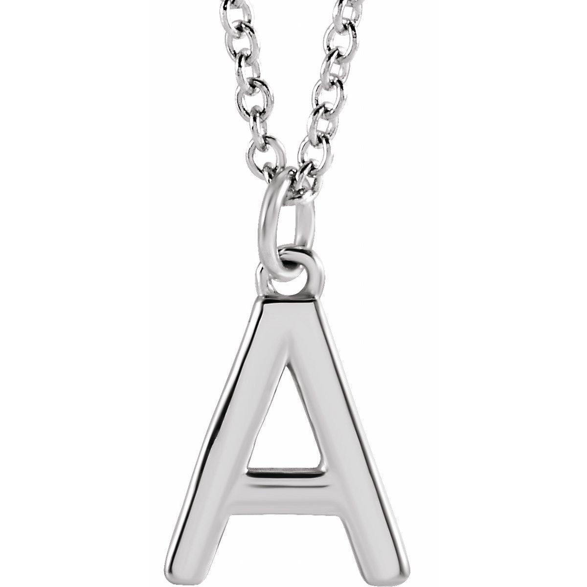 Initial Pendant Necklace — Initial A, 14k White Gold