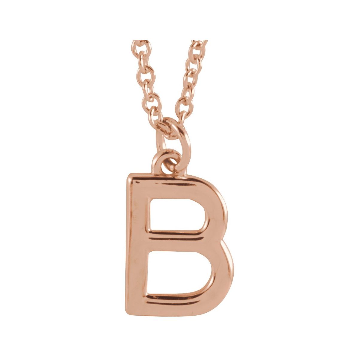Initial Pendant Necklace — Initial B, 14k Rose Gold