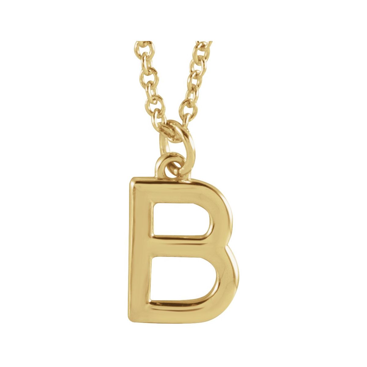 Initial Pendant Necklace — Initial B, 14k Yellow Gold