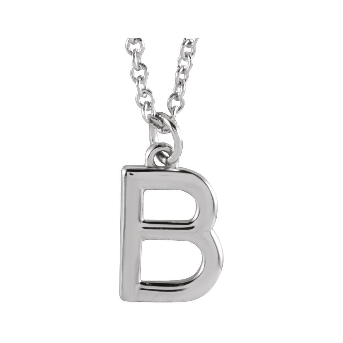 Initial Pendant Necklace — Initial B, 14k White Gold
