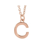 Initial Pendant Necklace — Initial C, 14k Rose Gold