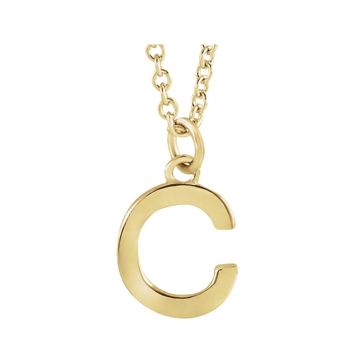 Initial Pendant Necklace — Initial C, 14k Yellow Gold