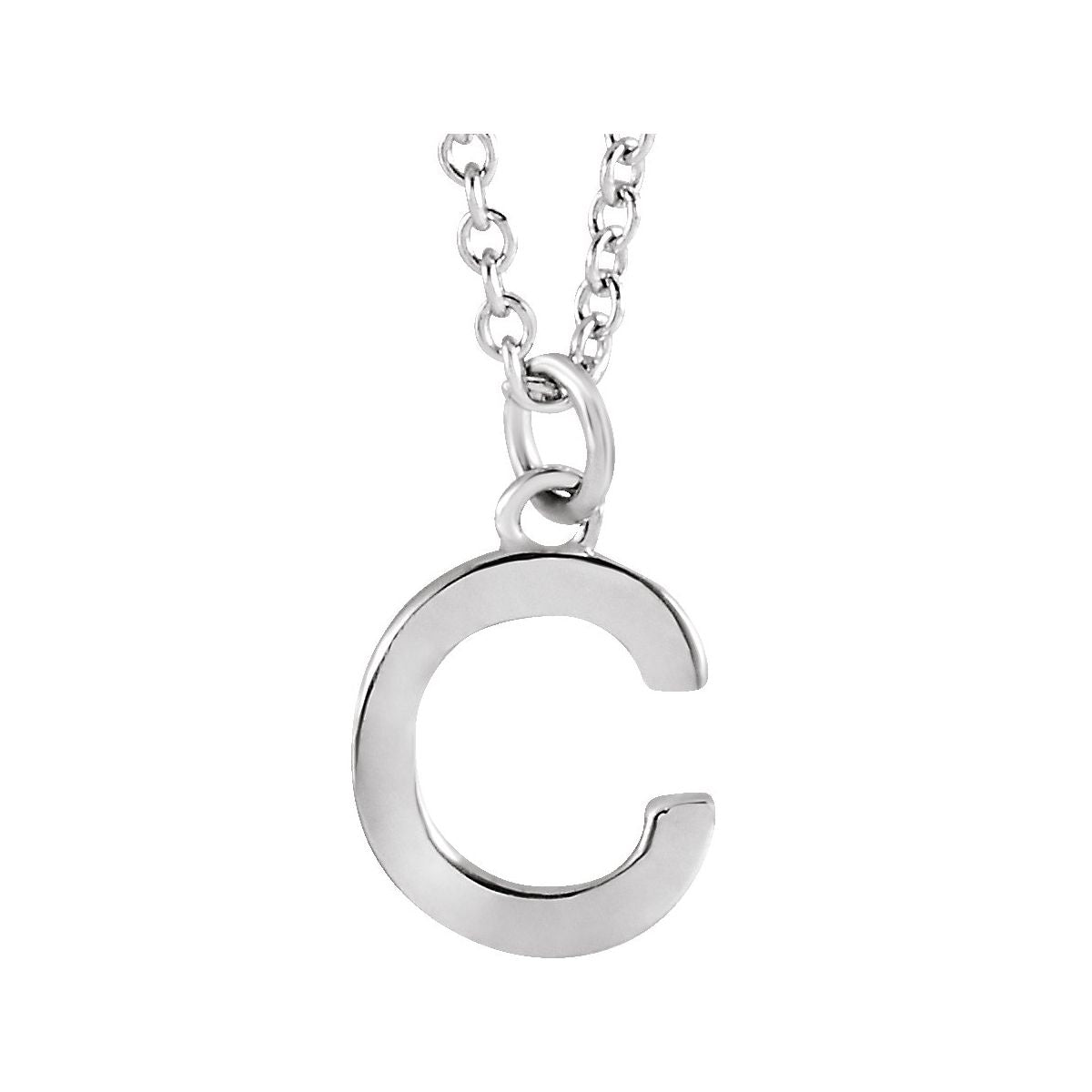 Initial Pendant Necklace — Initial C, 14k White Gold