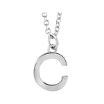 Initial Pendant Necklace — Initial C, 14k White Gold
