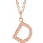 Initial Pendant Necklace — Initial D, 14k Rose Gold