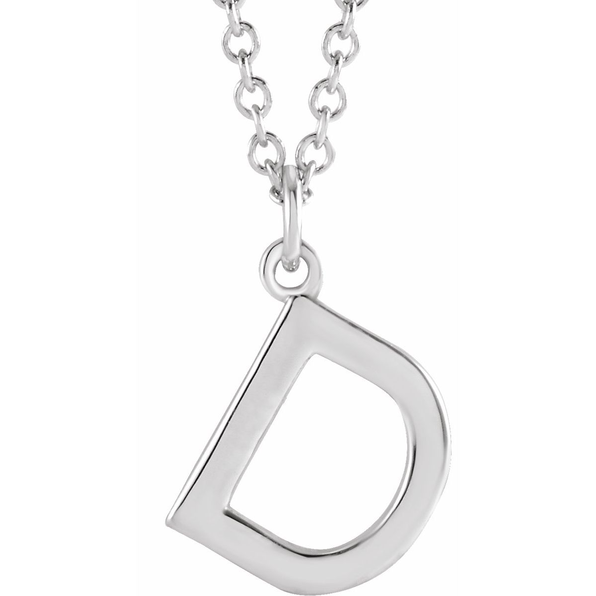 Initial Pendant Necklace — Initial D, 14k White Gold