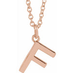 Initial Pendant Necklace — Initial F, 14k Rose Gold