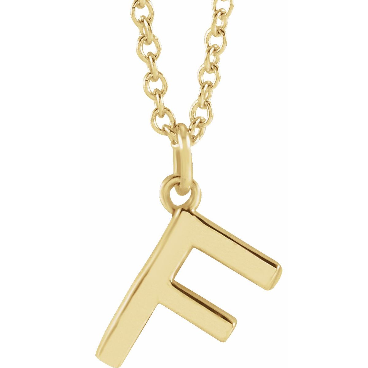 Initial Pendant Necklace — Initial F, 14k Yellow Gold