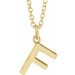 Initial Pendant Necklace — Initial F, 14k Yellow Gold