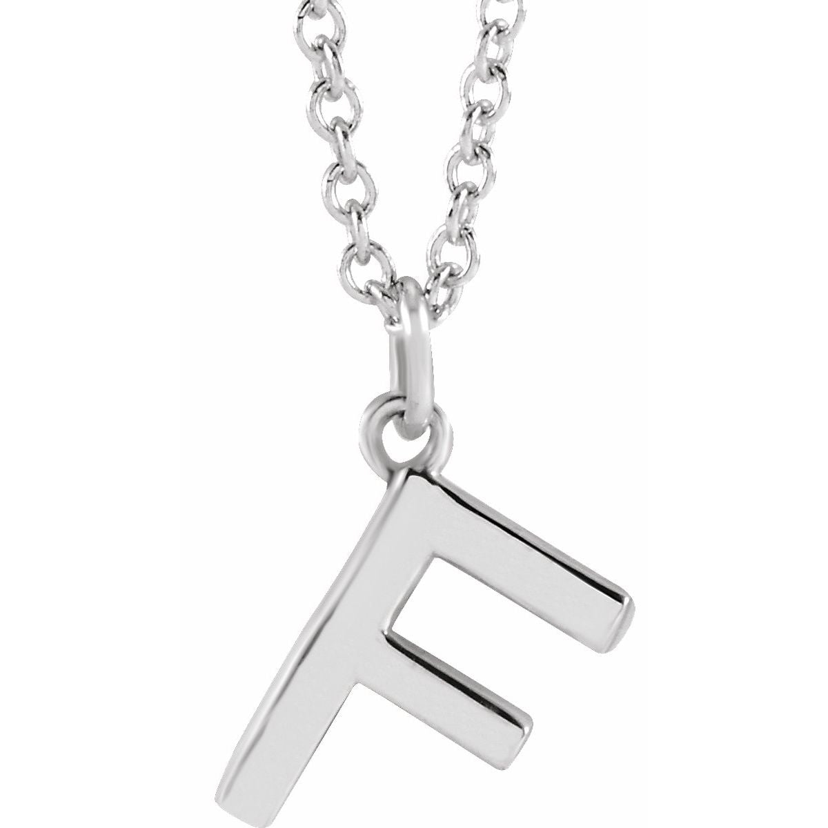 Initial Pendant Necklace — Initial F, 14k White Gold