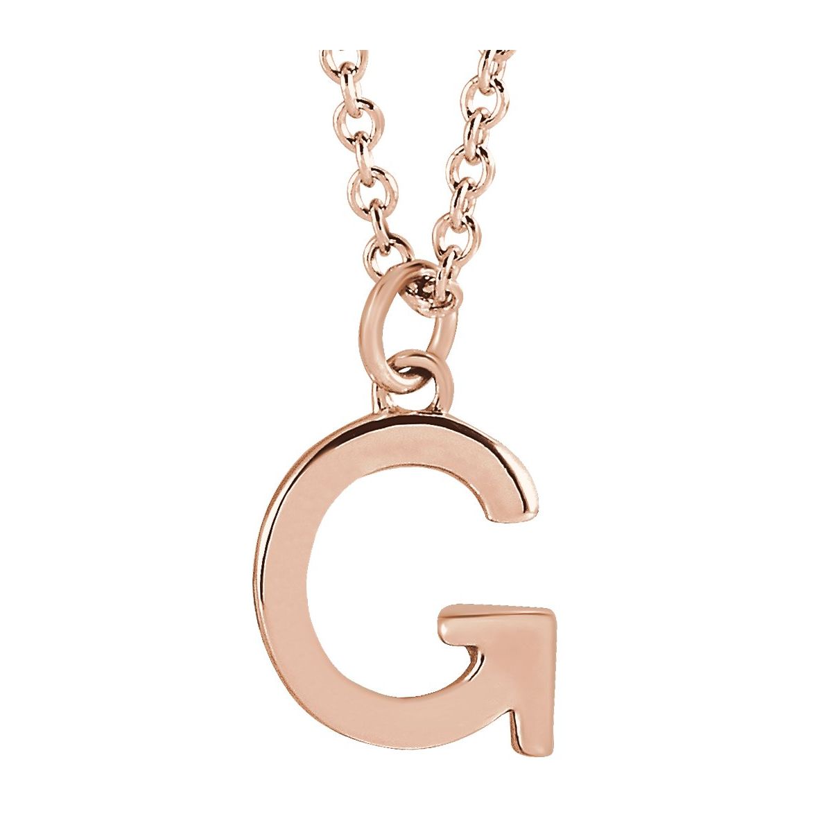 Initial Pendant Necklace — Initial G, 14k Rose Gold