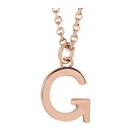 Initial Pendant Necklace — Initial G, 14k Rose Gold