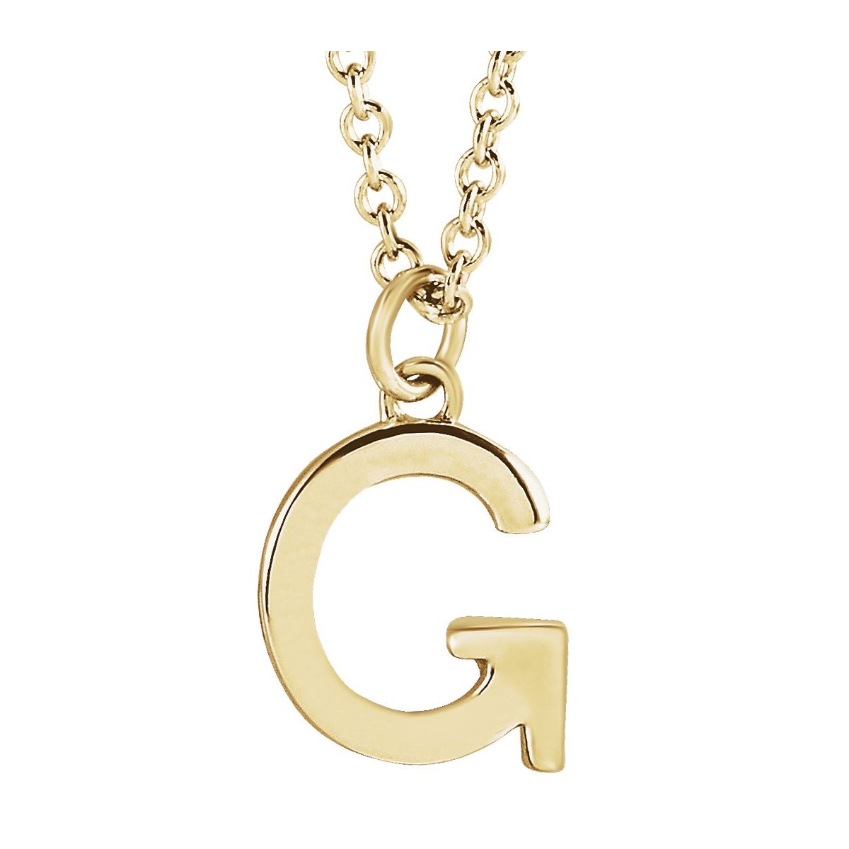 Initial Pendant Necklace — Initial G, 14k Yellow Gold