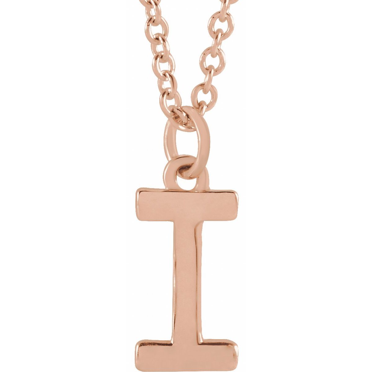Initial Pendant Necklace — Initial I, 14k Rose Gold