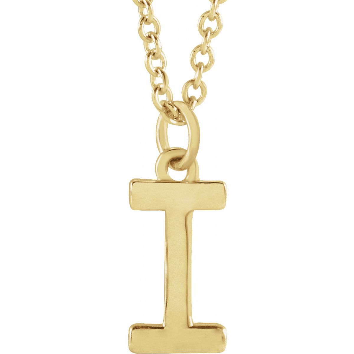 Initial Pendant Necklace — Initial I, 14k Yellow Gold