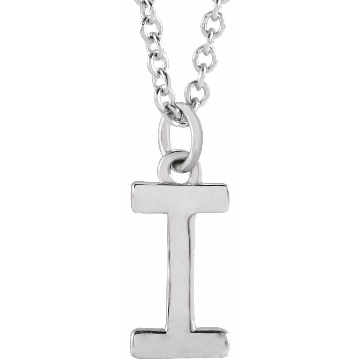 Initial Pendant Necklace — Initial I, 14k White Gold