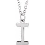 Initial Pendant Necklace — Initial I, 14k White Gold