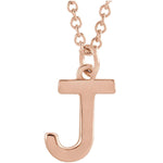 Initial Pendant Necklace — Initial J, 14k Rose Gold
