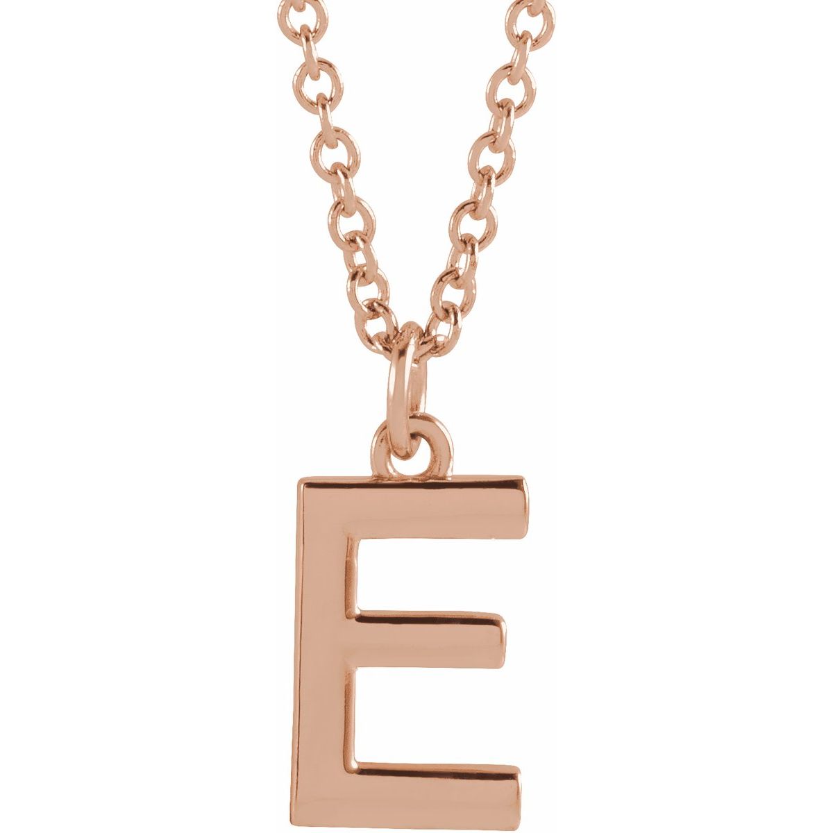 Initial Pendant Necklace — Initial E, 14k Rose Gold