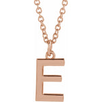 Initial Pendant Necklace — Initial E, 14k Rose Gold