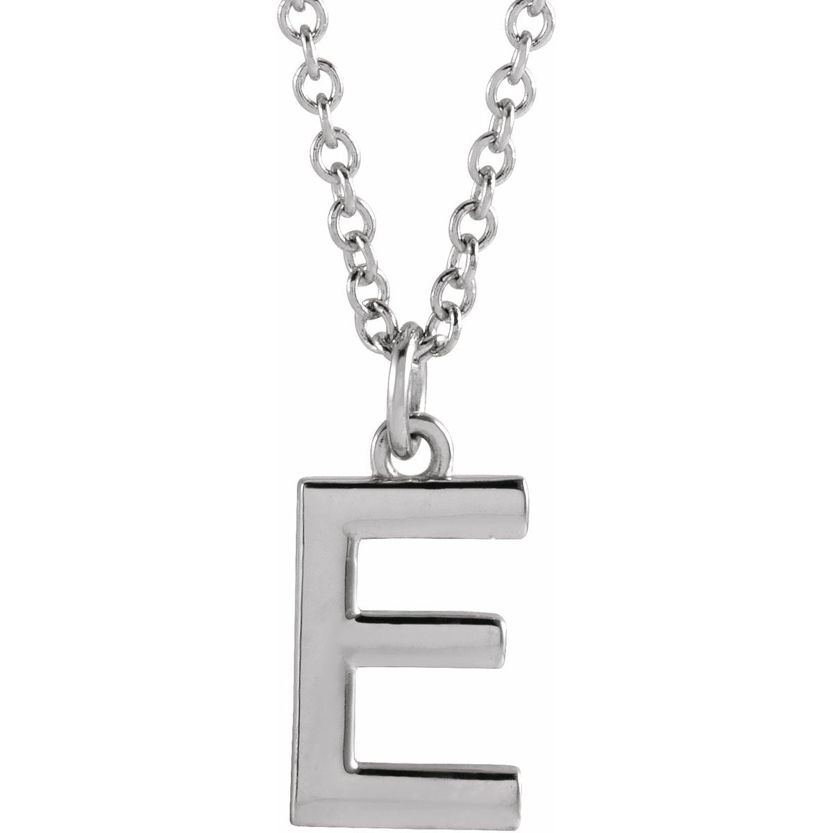 Initial Pendant Necklace — Initial E, 14k White Gold