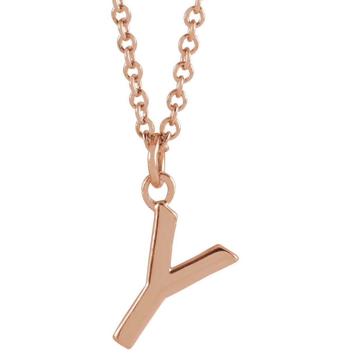 Initial Pendant Necklace — Initial Y, 14k Rose Gold