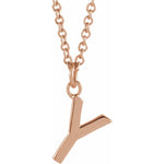 Initial Pendant Necklace — Initial Y, 14k Rose Gold