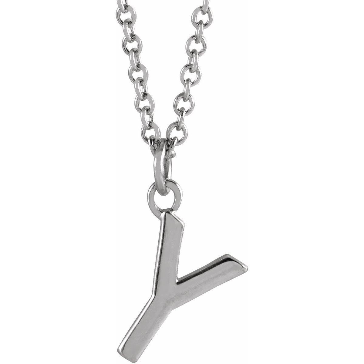 Initial Pendant Necklace — Initial Y, 14k White Gold