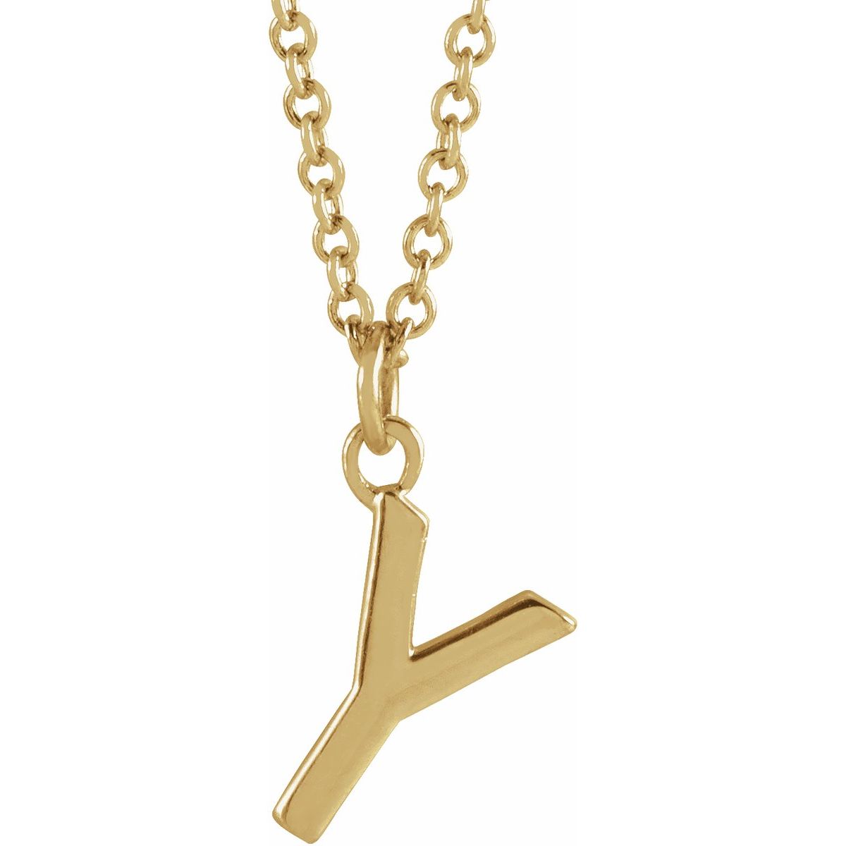 Initial Pendant Necklace — Initial Y, 14k Yellow Gold