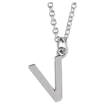 Initial Pendant Necklace — Initial V, 14k White Gold