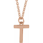 Initial Pendant Necklace — Initial T, 14k Rose Gold