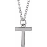 Initial Pendant Necklace — Initial T, 14k White Gold