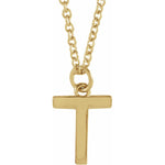 Initial Pendant Necklace — Initial T, 14k Yellow Gold