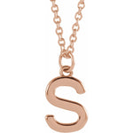 Initial Pendant Necklace — Initial S, 14k Rose Gold