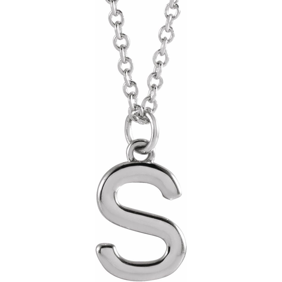 Initial Pendant Necklace — Initial S, 14k White Gold