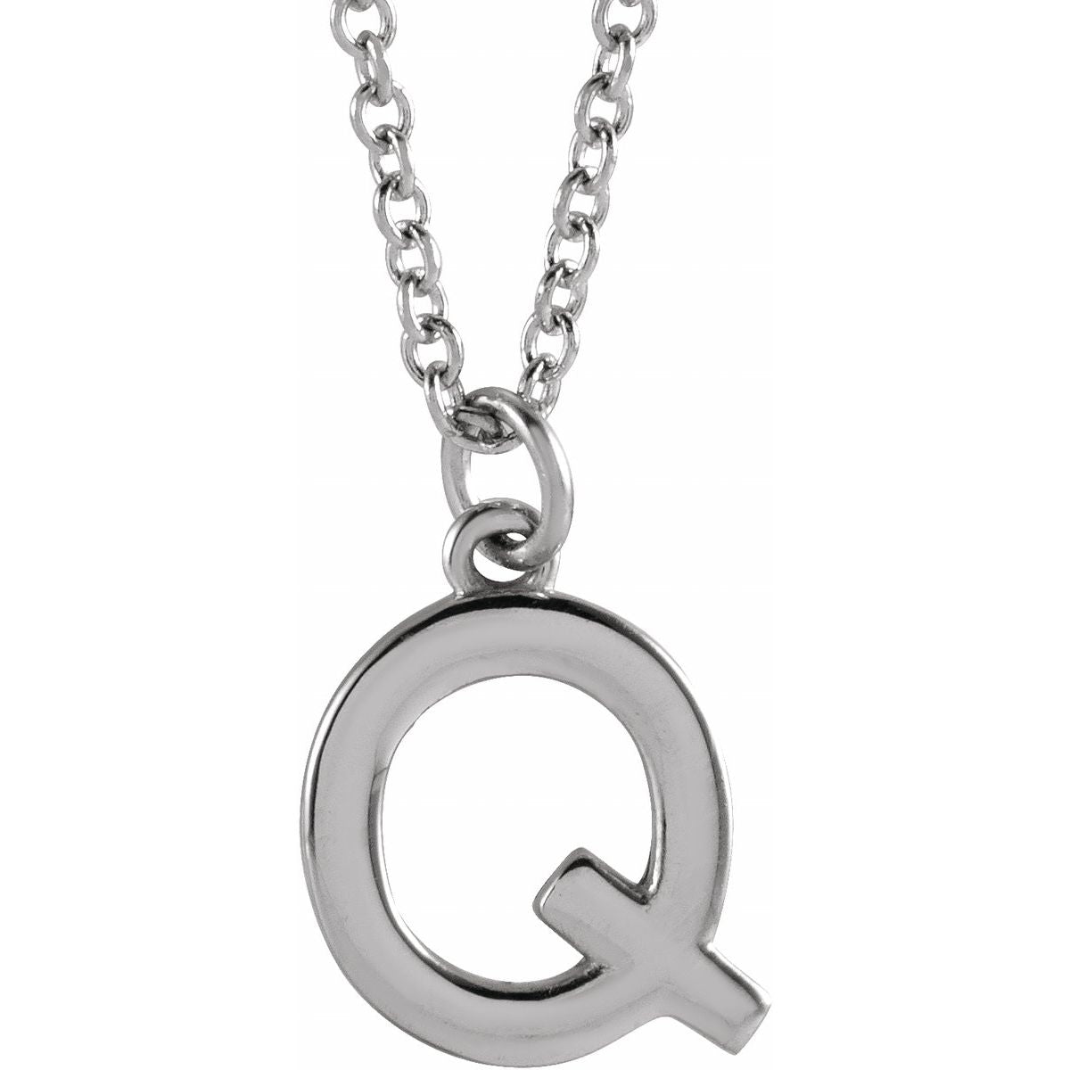 Initial Pendant Necklace — Initial Q, 14k White Gold