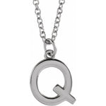 Initial Pendant Necklace — Initial Q, 14k White Gold