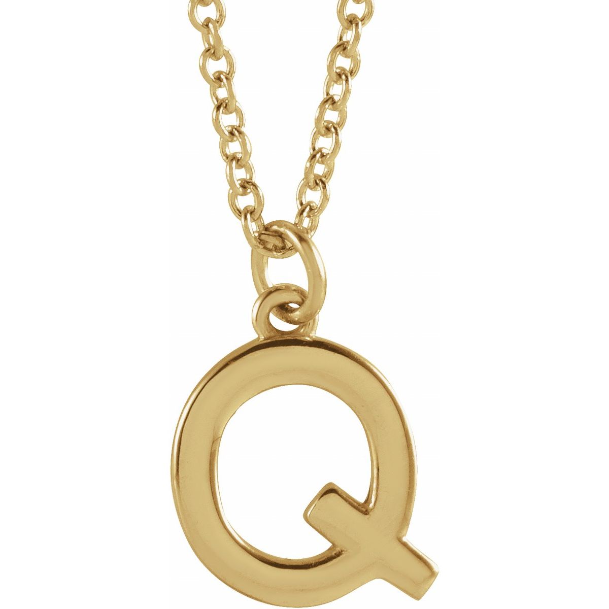 Initial Pendant Necklace — Initial Q, 14k Yellow Gold