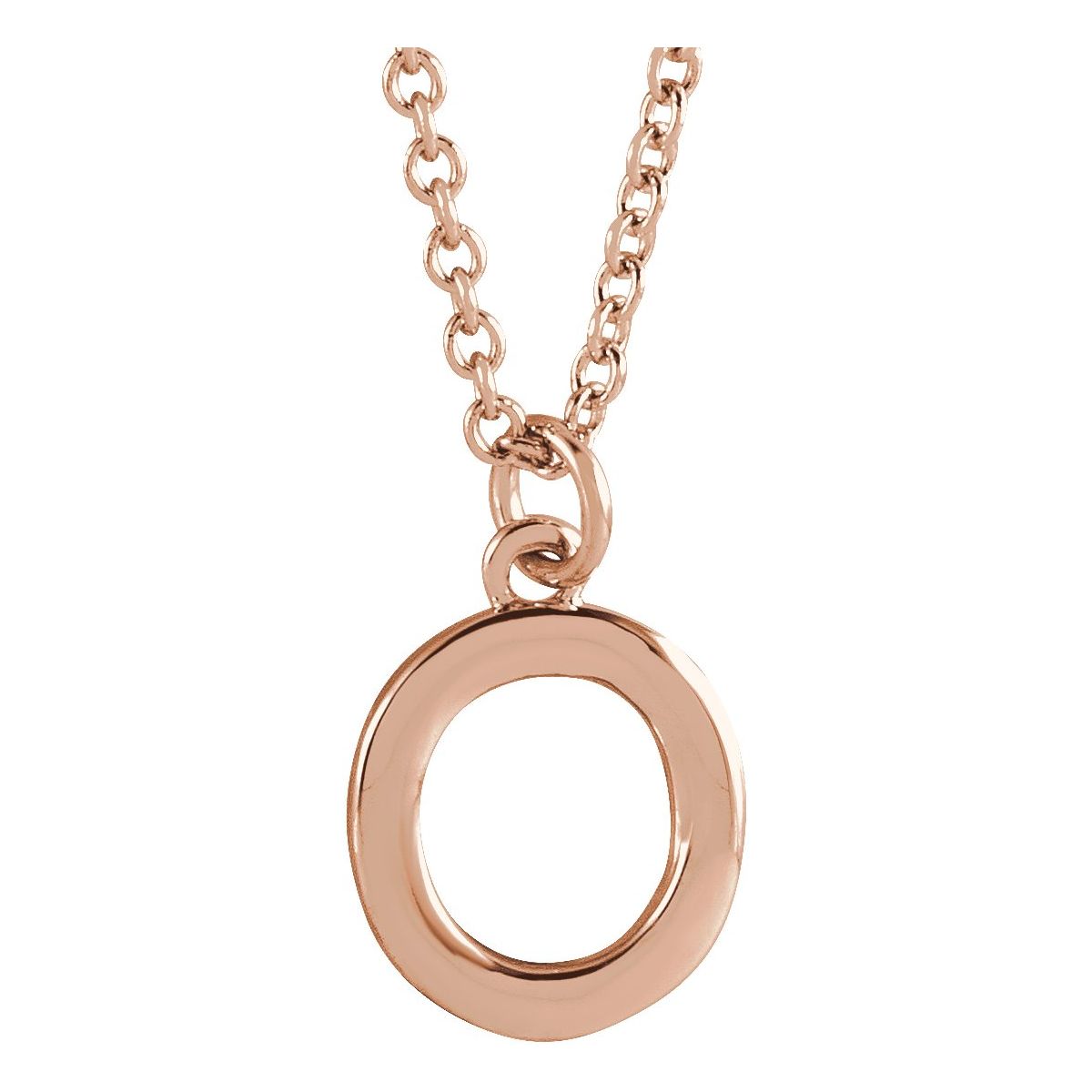 Initial Pendant Necklace — Initial O, 14k Rose Gold