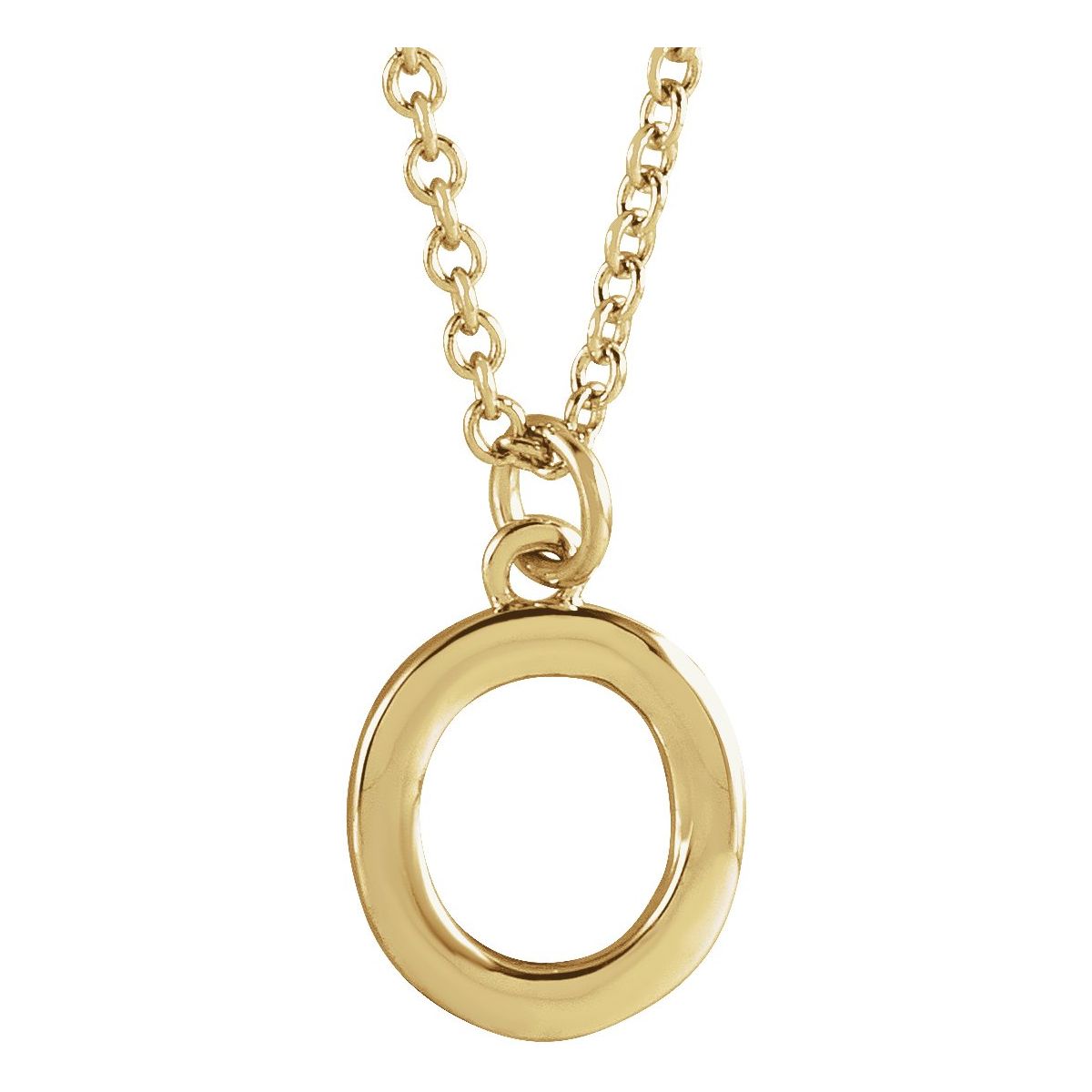 Initial Pendant Necklace — Initial O, 14k Yellow Gold