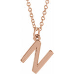 Initial Pendant Necklace — Initial N, 14k Rose Gold