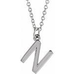 Initial Pendant Necklace — Initial N, 14k White Gold
