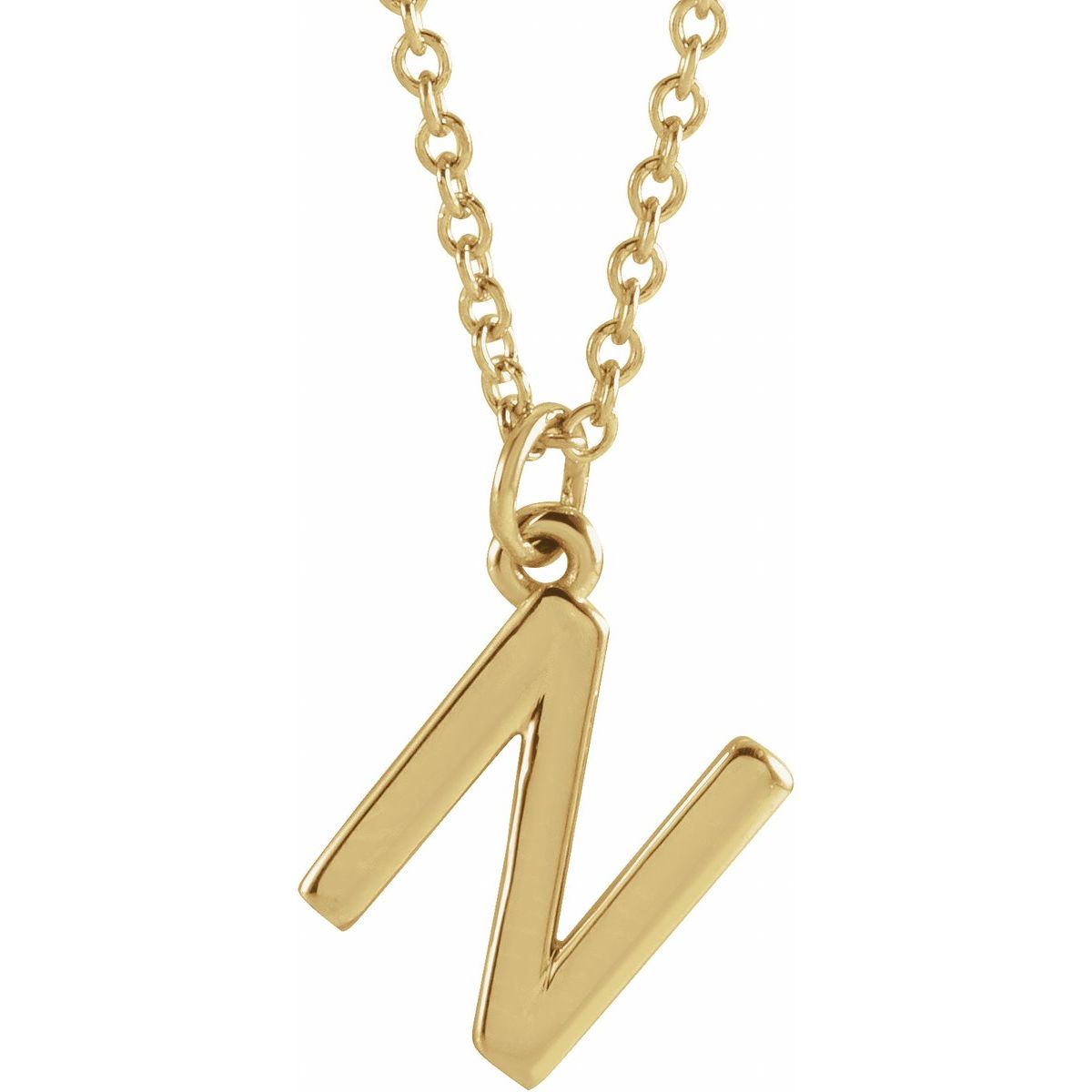 Initial Pendant Necklace — Initial N, 14k Yellow Gold