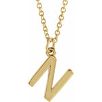 Initial Pendant Necklace — Initial N, 14k Yellow Gold