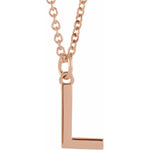 Initial Pendant Necklace — Initial L, 14k Rose Gold