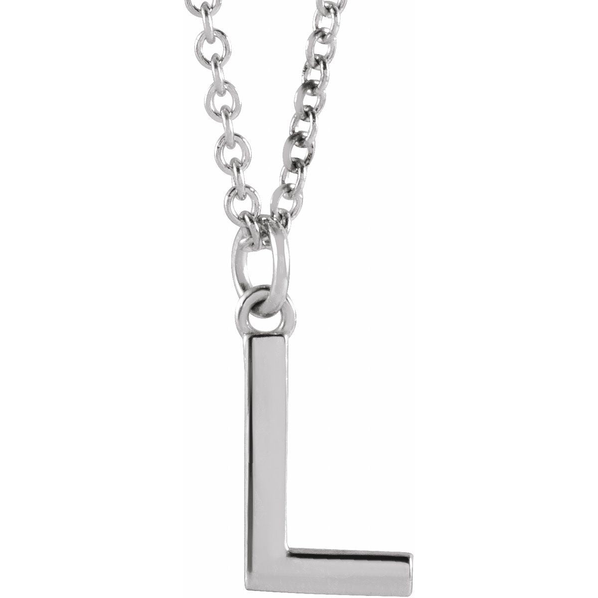 Initial Pendant Necklace — Initial L, 14k White Gold