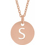 Initial Disc Necklace — Initial S, 18k Rose Gold-Plated Sterling Silver