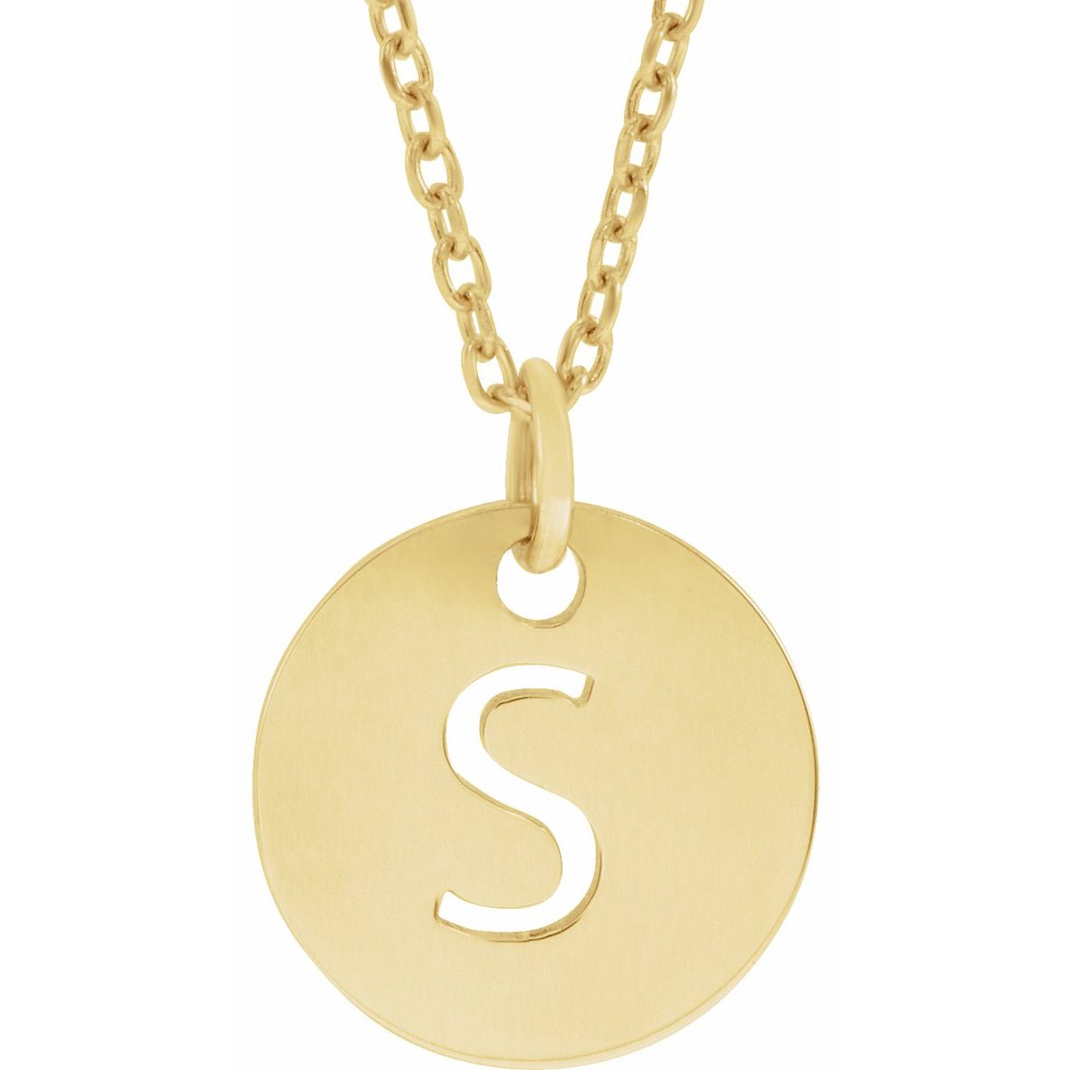 Initial Disc Necklace — Initial S, 18k Yellow Gold-Plated Sterling Silver